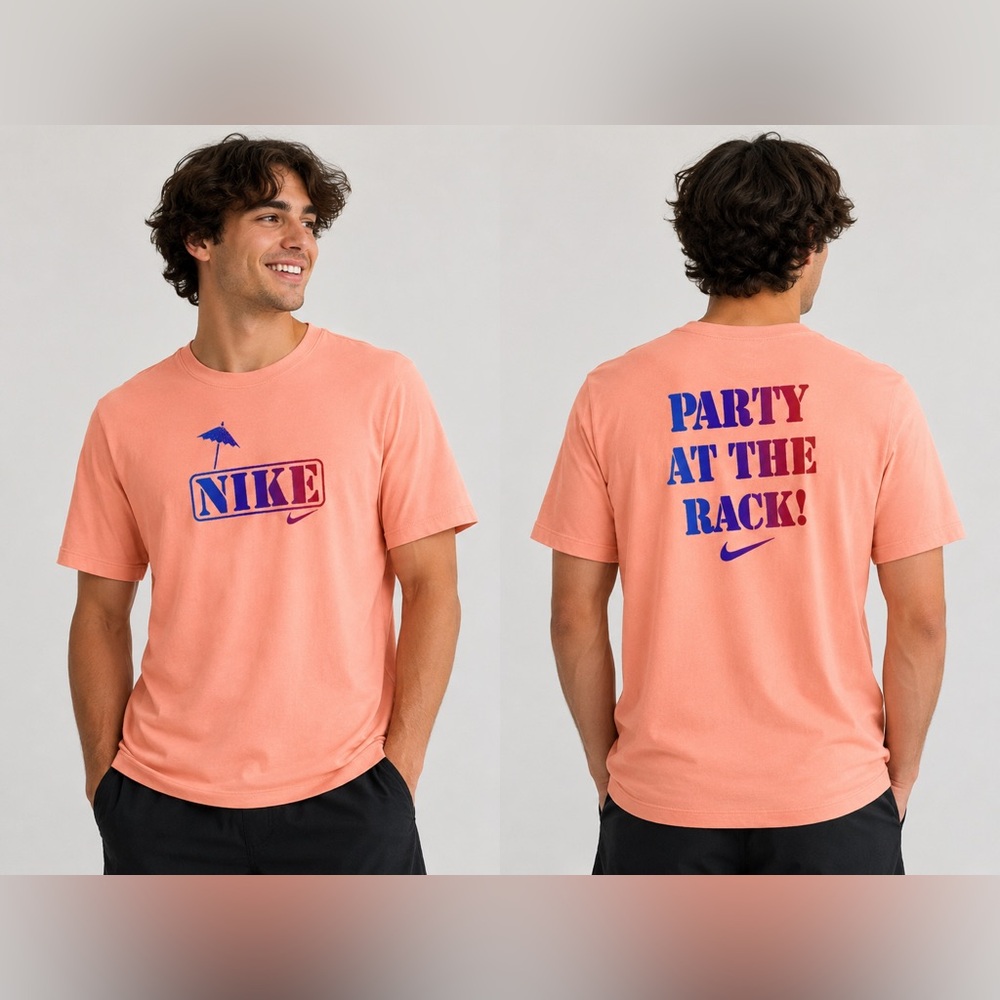 Nike Dri-FIT The Nike Tee Party At The Rack Graphic T-Shirt Pink / Peach Large